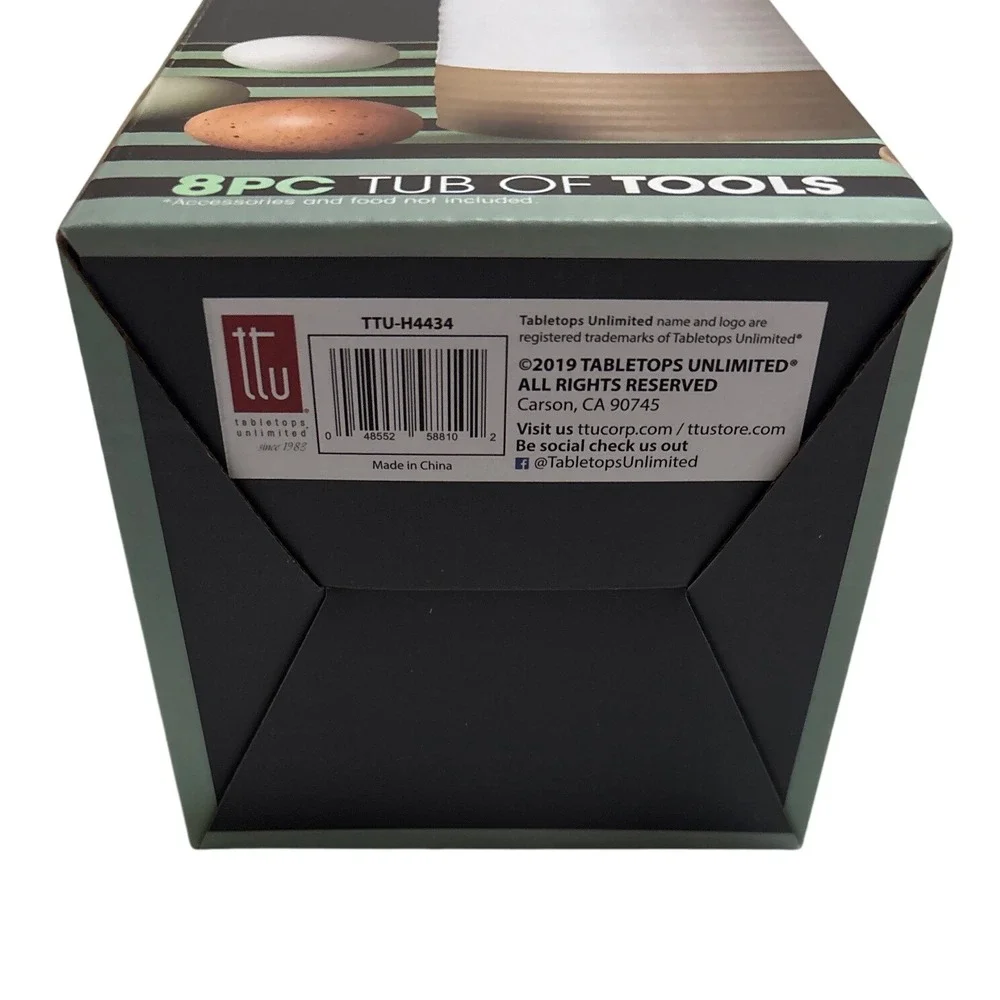 Metro Home 8 Piece Tub of Tools Kitchen Utensil Set with Stoneware Tub